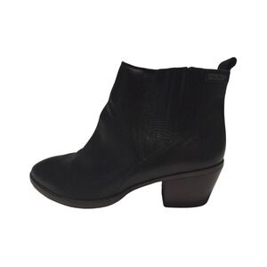 Pikolinos Black Leather Ankle Boots Block Heel Side Zip Booties Size 39 8.5 EUC